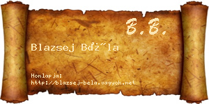 Blazsej Béla névjegykártya